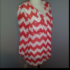 2 sheer chevron style tops